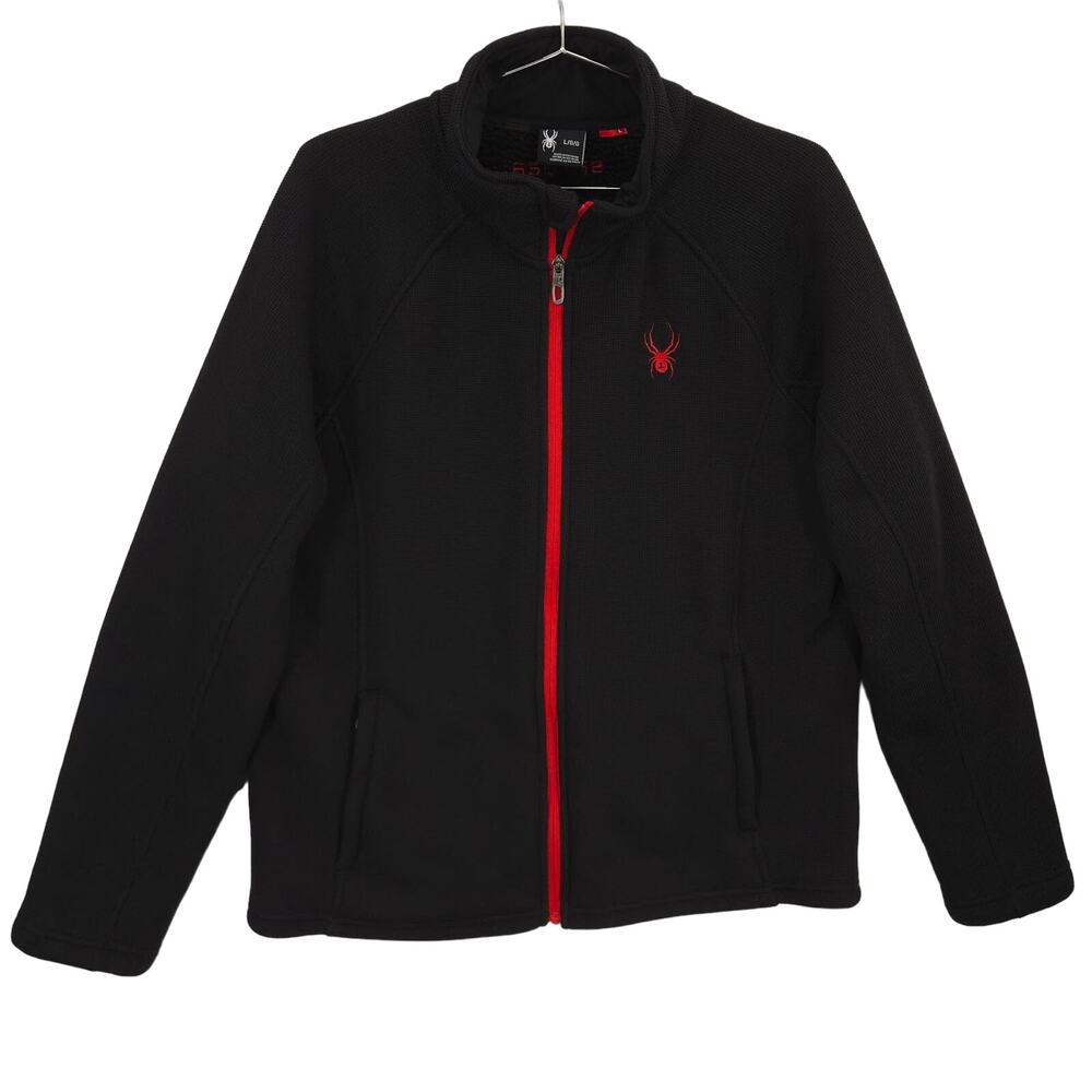 Spyder Constant Jacket Mens Large Black Full Zip Mid Weight Mock Neck Sweater
